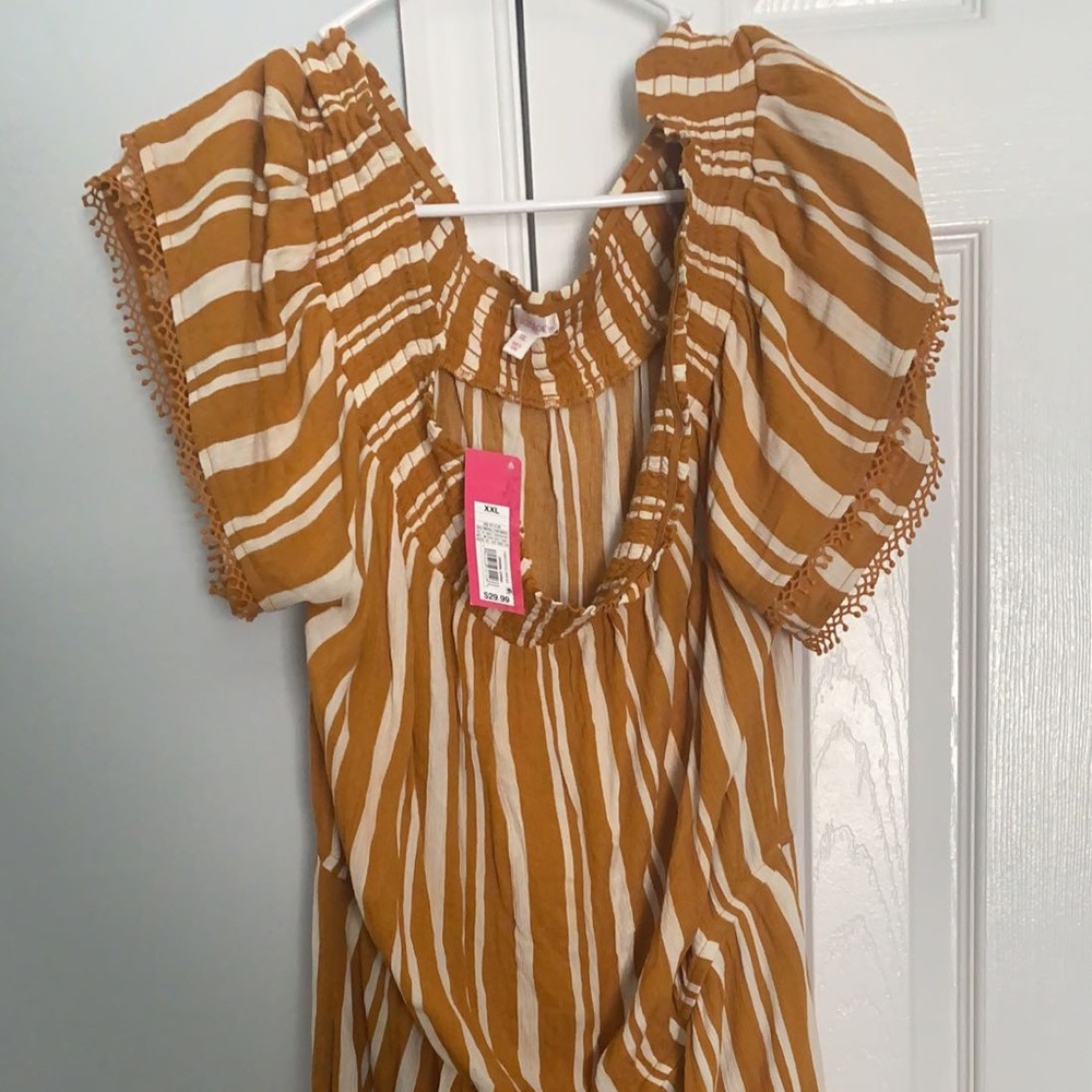 Mustard striped Xhileration jumpsuit BNWT